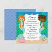 Twee Mermaids Pool Party Kaart (Voorkant / Achterkant)