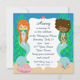 Twee Mermaids Pool Party Kaart