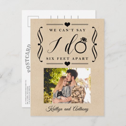 Twee Meter Trouwdatum Uitgesteld Verandering van D Aankondigingskaart (Voorkant / Achterkant)