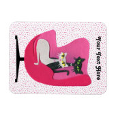 Twee Mid Century Cats Diamond Collars Stoel Magneet (Horizontaal)