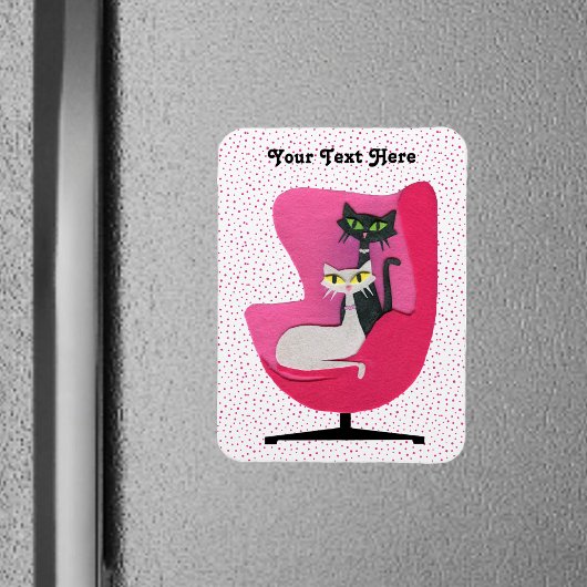 Twee Mid Century Cats Diamond Collars Stoel Magneet