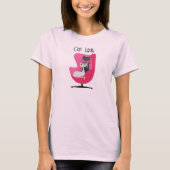 Twee Mid Century-katten in een roze stoel T-shirt (Voorkant)