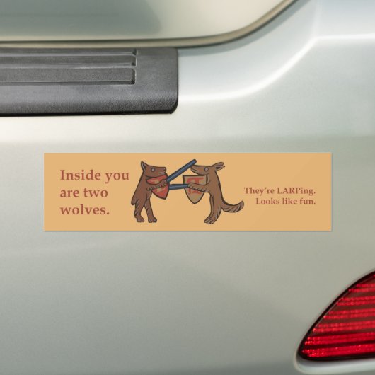 Twee Middeleeuwse Wolven Bumpersticker (Op auto)