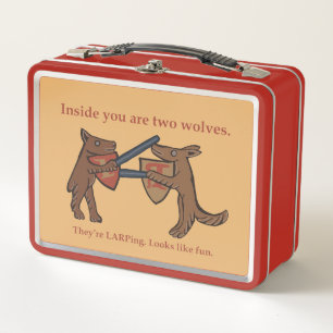 Twee Middeleeuwse Wolven Metalen Lunchbox