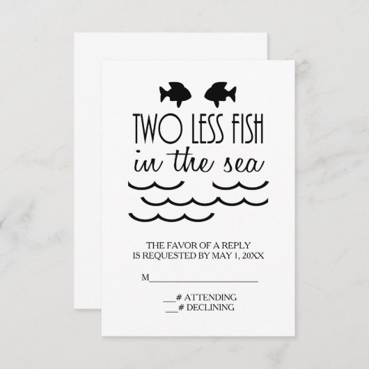 Twee Minder Vis in het Zee Bruiloft RSVP (Voorkant / Achterkant)