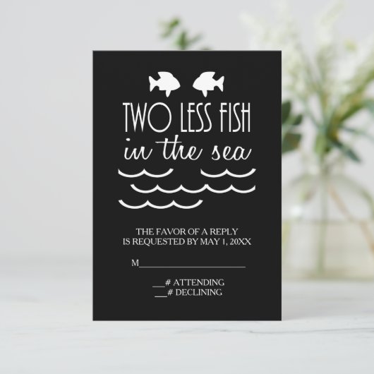 Twee Minder Vis in het Zee Bruiloft RSVP (Staand voorkant)