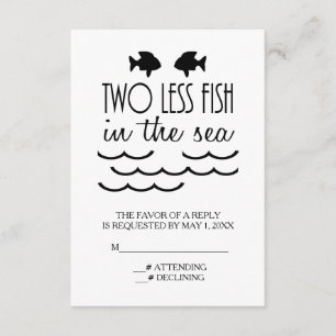 Twee Minder Vis in het Zee Bruiloft RSVP Kaartje