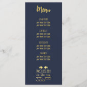 Twee Minder Vis in het Zee Navy Gold Elegant Bruil Menu (Voorkant)