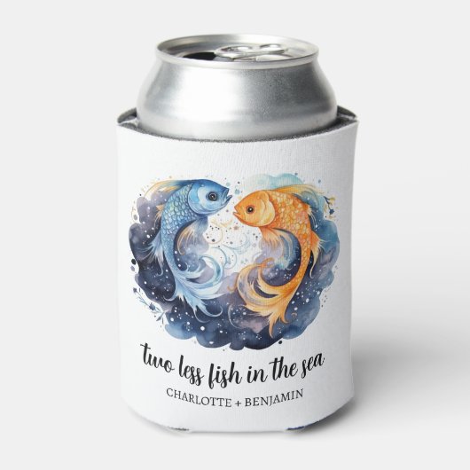 Twee minder vis in het Zee strand bruiloft Blikjeskoeler (Blikje Voorkant)