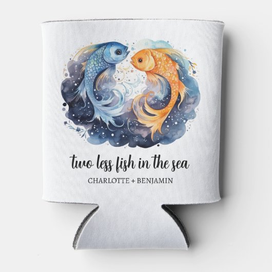 Twee minder vis in het Zee strand bruiloft Blikjeskoeler (Voorkant)