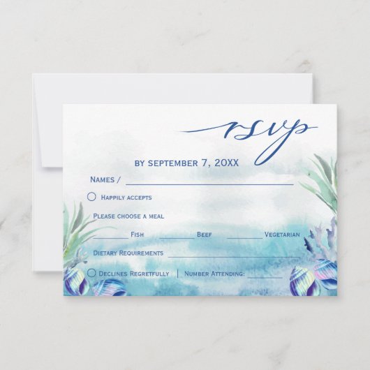 Twee minder vis in het Zee Zomer Bruiloft RSVP Kaa (Voorkant)