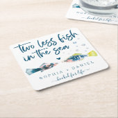 Twee minder vis op het Zee bruiloft-kartonnen kart Kartonnen Onderzetters (Schuin)