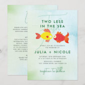 Twee minder vissen in blauw Zee onderwater bruilof Kaart (Voorkant / Achterkant)