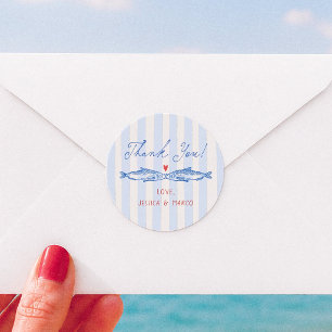 Twee minder vissen in de zee bruiloft feest bedank ronde sticker