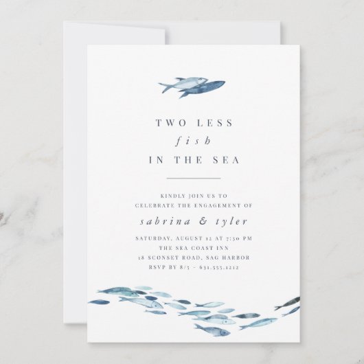 Twee minder vissen in de Zee Engagement Party Kaart (Voorkant)