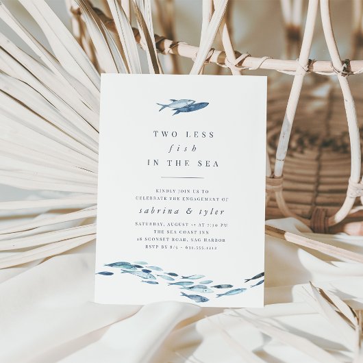 Twee minder vissen in de Zee Engagement Party Kaart