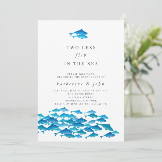 Twee minder vissen in de Zee Engagement Party Kaart (Staand voorkant)