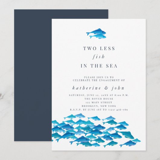 Twee minder vissen in de Zee Engagement Party Kaart (Voorkant / Achterkant)