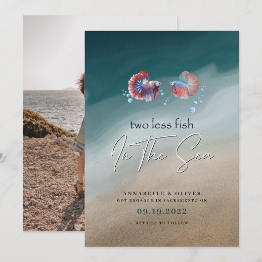 Twee minder vissen in de Zee | Foto-Verloving   Aankondiging (Voorkant / Achterkant)