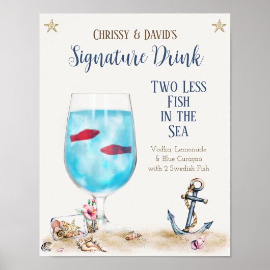 Twee minder vissen in de zee handtekening drankje  poster (Voorkant)