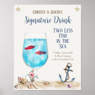 Twee minder vissen in de zee handtekeningdrankje b poster