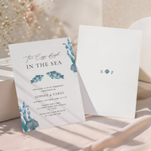 Twee minder vissen in de zee Monogram Verloving Fe Kaart