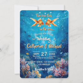 Twee minder vissen in de zee onderwater bruiloft kaart