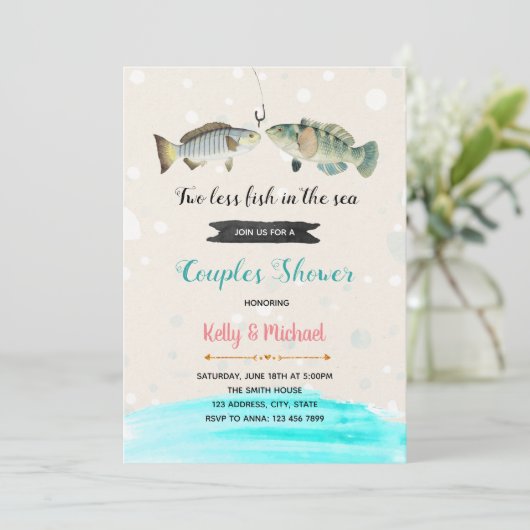 Twee minder vissen in de Zee Shower-uitnodiging Kaart (Staand voorkant)