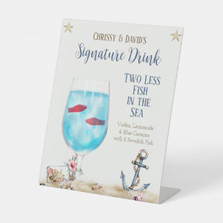 Twee minder vissen in de zee Signature Drink Bord Reclamebord Met Voetstuk