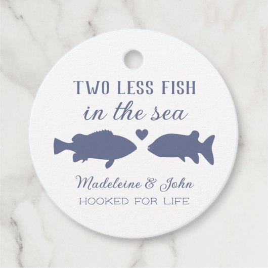 Twee minder vissen in de Zee stelletster Bedankjes Labels (Voorkant)