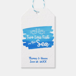 Twee minder vissen in de Zee Waterverf bruiloft Cadeaulabel