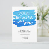 Twee minder vissen in de Zee Waterverf bruiloft RSVP Kaartje (Staand voorkant)