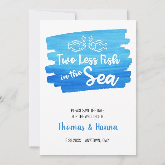 Twee minder vissen in de Zee Waterverf Wedding Sav Save The Date (Voorkant)