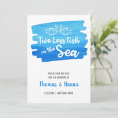 Twee minder vissen in de Zee Waterverf Wedding Sav Save The Date (Staand voorkant)