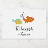 Twee minder vissen in de Zee weduwsteller Sparkling Wijnetiket (Enkel label)