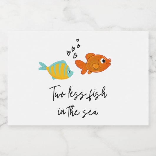 Twee minder vissen in de Zee weduwsteller Sparkling Wijnetiket (Enkel label)