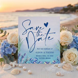 Twee minder vissen in de zomer bruiloft aan zee save the date
