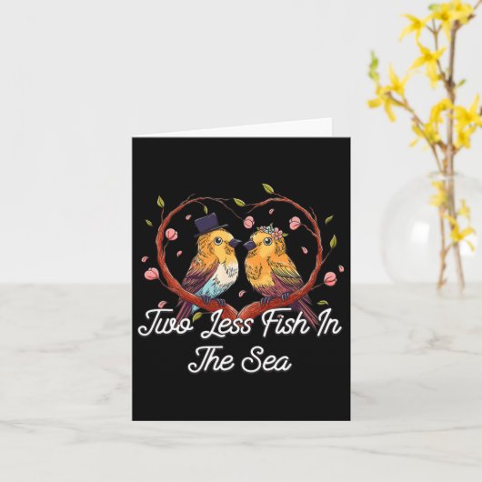 Twee minder vissen in het Zee bruiloft woordspelin Kaart (Gele Bloem)