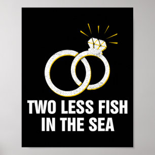 Twee minder vissen in het Zee bruiloft woordspelin Poster