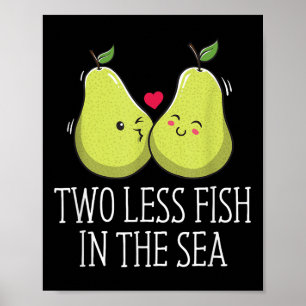 Twee minder vissen in het Zee bruiloft woordspelin Poster