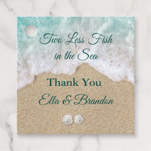 Twee Minder Vissen in het Zee Dank U Bedankjes Labels (Voorkant)