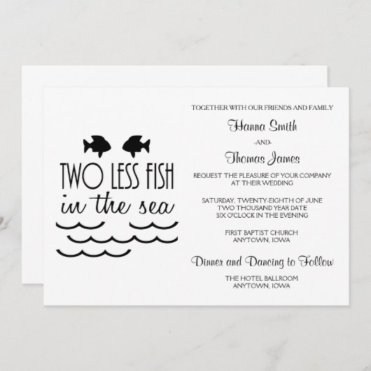 Twee minder vissen in het Zee huwelijk Kaart (Voorkant / Achterkant)