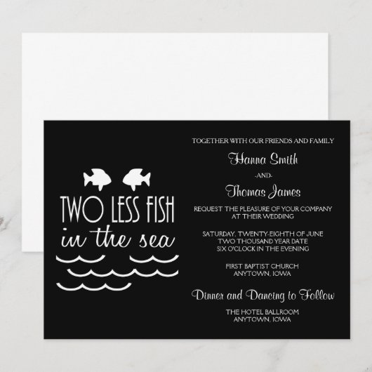 Twee minder vissen in het Zee huwelijk Kaart (Voorkant / Achterkant)