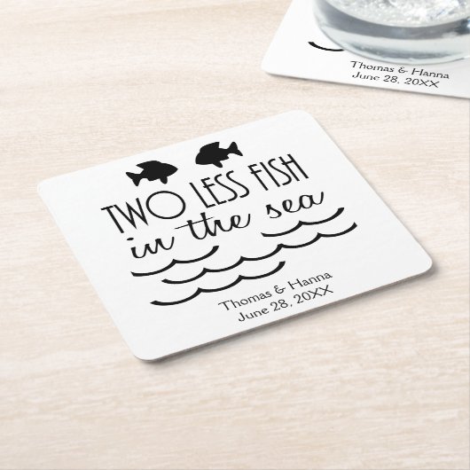 Twee minder vissen in het Zee huwelijk Kartonnen Onderzetters (Schuin)