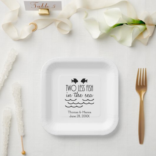Twee minder vissen in het Zee huwelijk Papieren Bordje (Huwelijk)