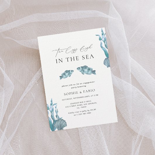 Twee minder vissen in het Zee Monogram Engagement Kaart