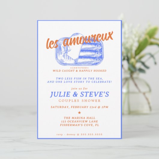 Twee minder vissen in het Zee Sardines Paren Douch Kaart (Staand voorkant)