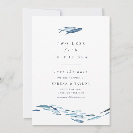 Twee minder vissen in het Zee Save The Date (Voorkant)