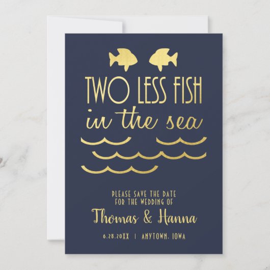 Twee minder vissen in het Zee sparen de Datum Save The Date (Voorkant)