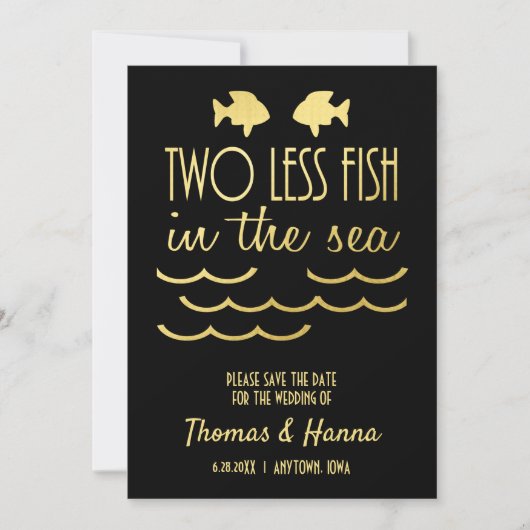 Twee minder vissen in het Zee sparen de Datum Save The Date (Voorkant)